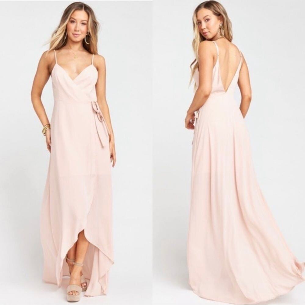 show me your mumu mariah wrap dress dusty blush chiffon women xlarge
